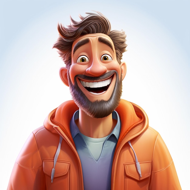 A man with a beard and a smile that says he039s smiling a Pixar cartoon cute friendly healthy man