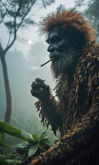 a man with a beard smoking a cigarette