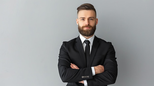 a man with a beard and a suit with the word quot on it