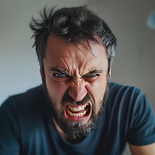 Photo a man with a beard that has the word  on it