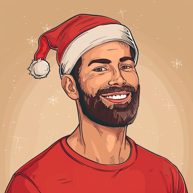 Photo a man with a beard wearing a santa hat