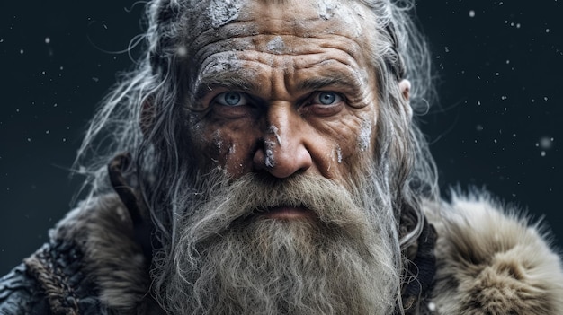 A man with a beard and white powder on his face