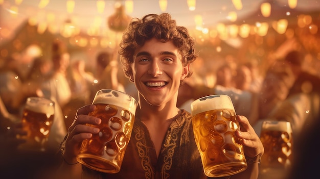 Man with beer Generative AI