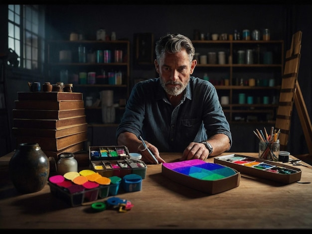 a man with a binding Standing with a set of craft supp_1