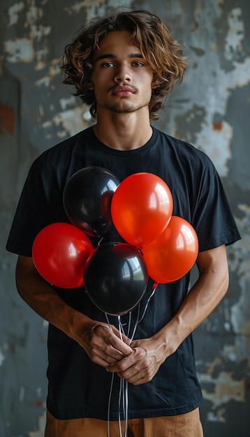 A man with black T shirt mock up