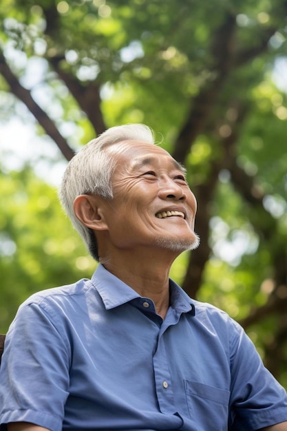 a man with a blue shirt that says  old  on it