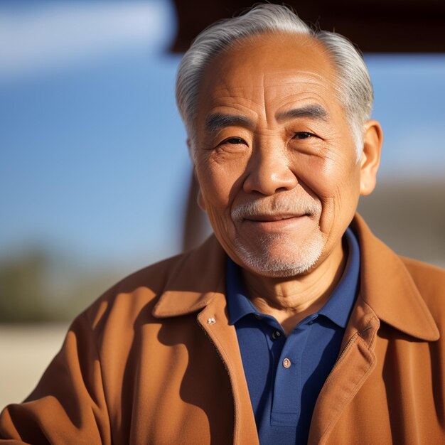 A man with a blue shirt