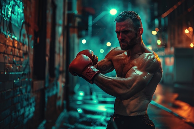 a man with a boxing gloves in a ring