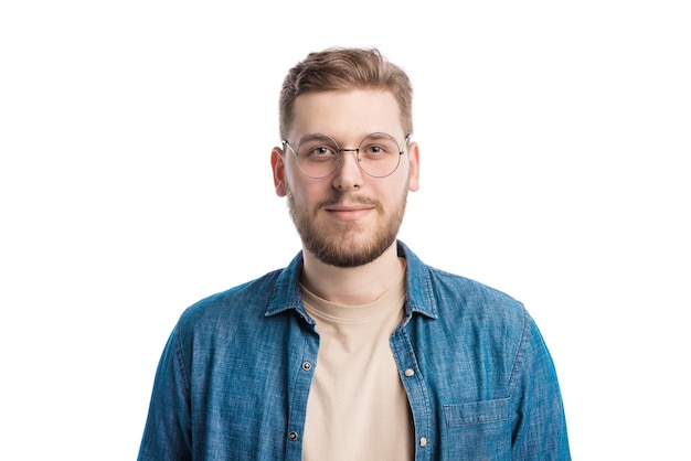 Man with calm face in studio