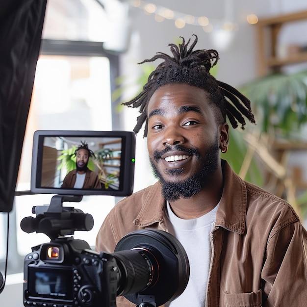 a man with a camera and a camera on his head