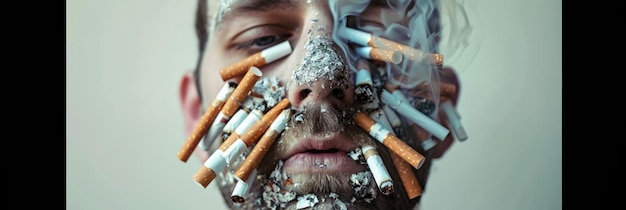 a man with a cigarette in his mouth and a cigarette in his mouth