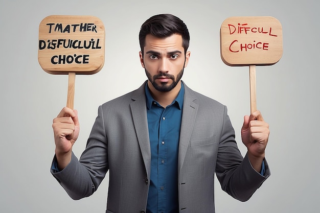 Man with difficult choice