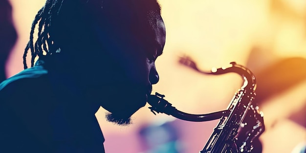 Photo a man with dreadlocks playing a saxophone