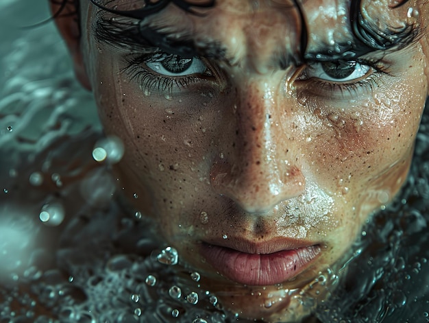 a man with eyes and eyes in the water