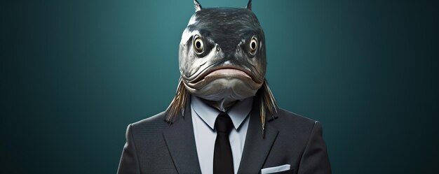 A Man With A Fish Head Wearing A Suit