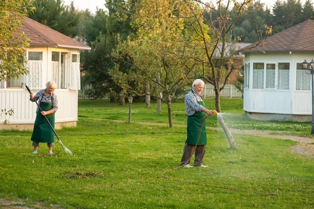 Man with garden hose