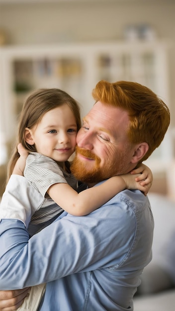 Man with ginger beard holding his daughter