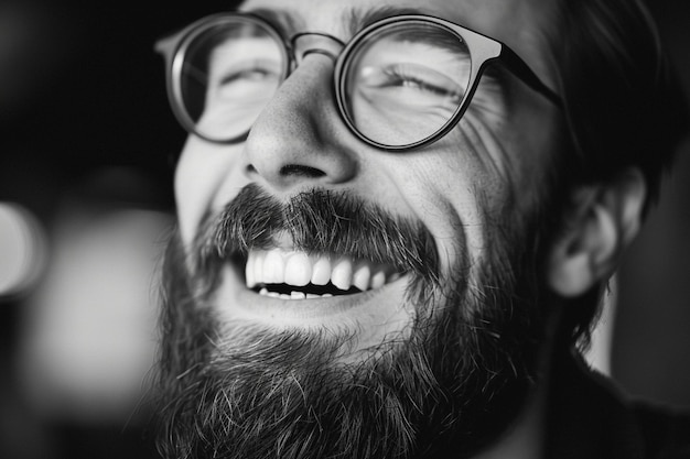 Photo a man with glasses and a beard smiling