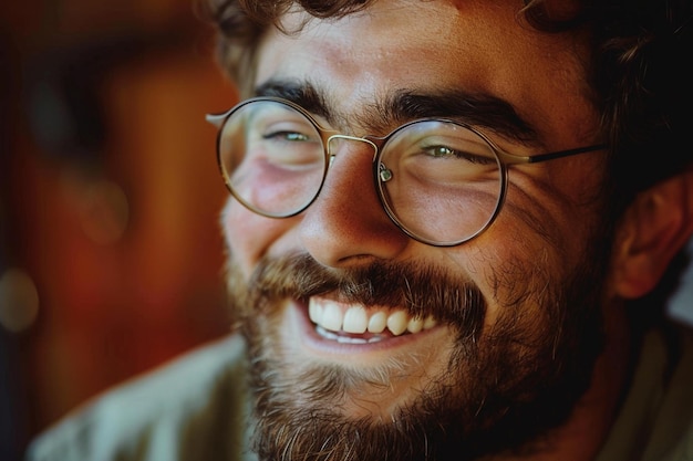 Photo a man with glasses and a beard smiling