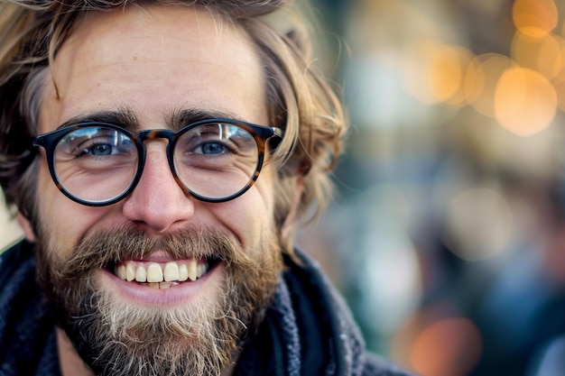 Photo a man with glasses and a beard smiling