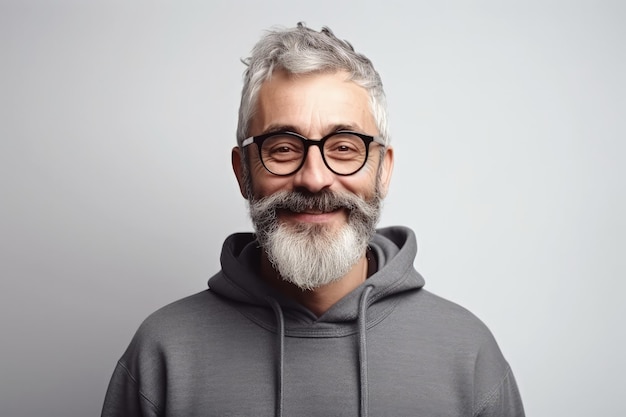 A man with glasses and a beard wearing a hoodie generative AI