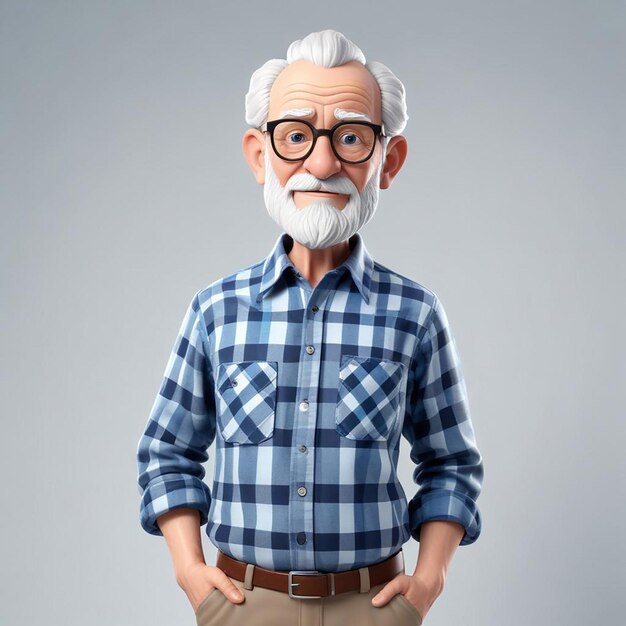 Photo a man with glasses and a beard wearing a plaid shirt with a beard