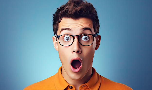 Man With Glasses Expressing Surprise