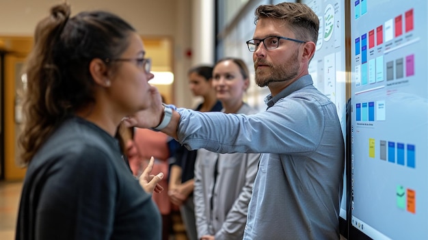 Photo a man with glasses on his head is touching a womans hand