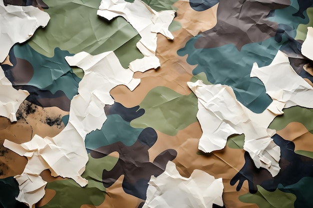 a man with glasses is looking at a picture of a camouflaged camouflaged cloth