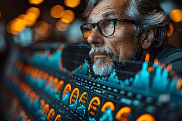 Man With Glasses Looking at Computer Screen