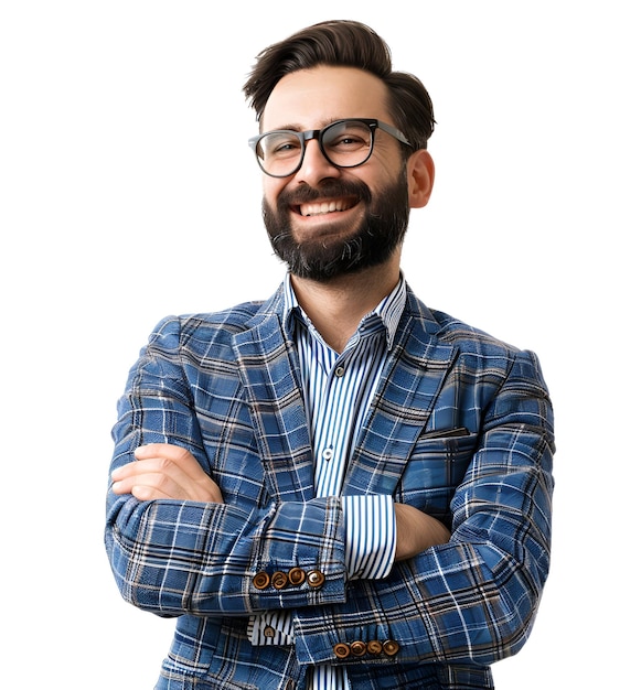 a man with glasses and a shirt that says quot he is smiling quot