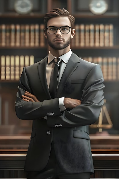 Photo a man with glasses and a suit with his arms crossed