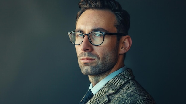 man with glasses and a tie is wearing a suit and tie