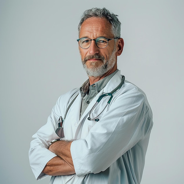 a man with glasses and a white shirt that says  he is smiling