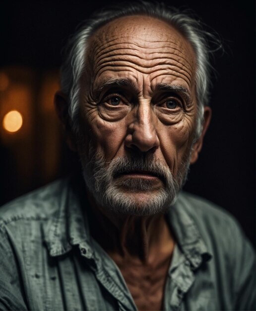 Photo a man with a gray beard and a blue shirt