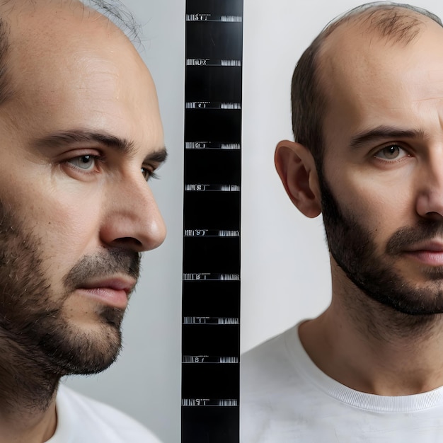 Photo man with hair loss before and after treatment