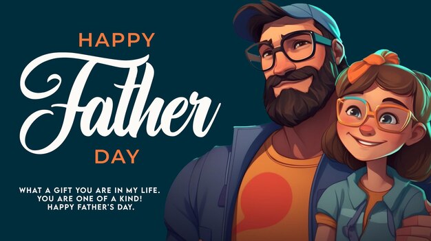 A man with a hat and glasses with the words happy father day on it.