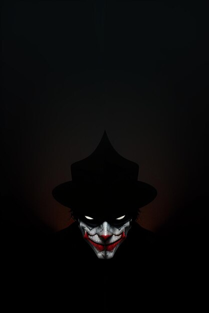 Photo a man with a hat and a joker face