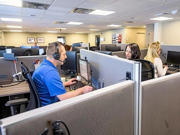 Photo a man with headphones on and a woman with headphones on