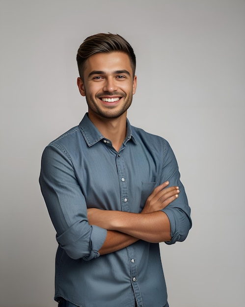 a man with his arms crossed and smiling