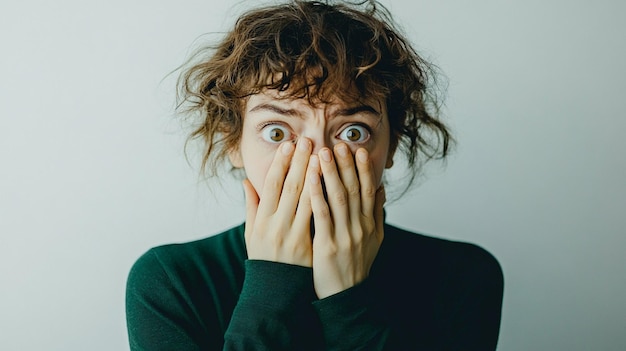 Photo a man with his hands covering his face with his eyes