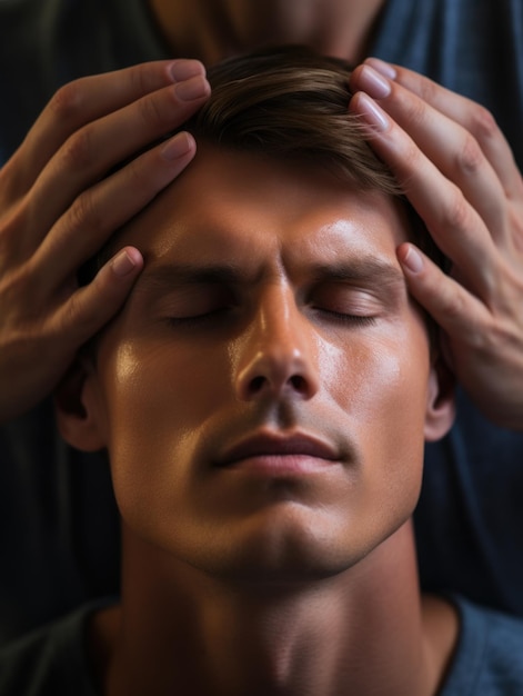 A man with his hands on his head