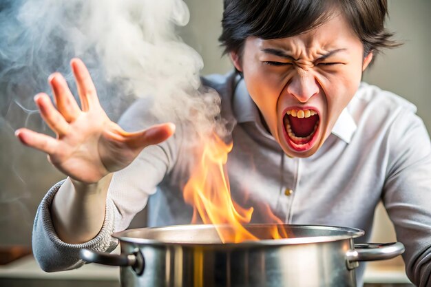 Photo a man with his mouth open and the word  ok  on the side