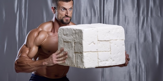 A man with a large white block of fat