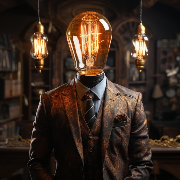 man with a light bulb head Idea Concept generative ai