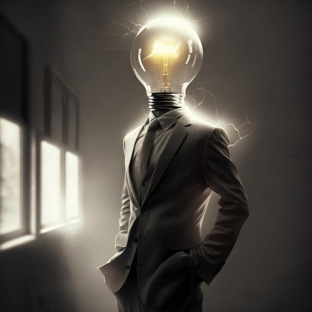 Man with light bulb head.