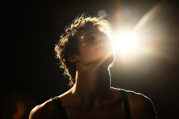 Photo a man with a light shining through his hair