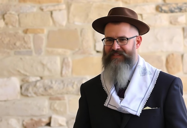 Photo a man with a long beard and a hat on