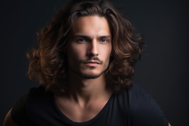 A man with long hair and a black shirt