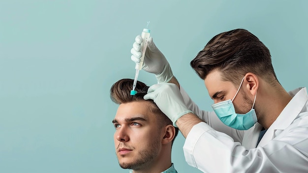 a man with a mask on his head is getting a paintbrush